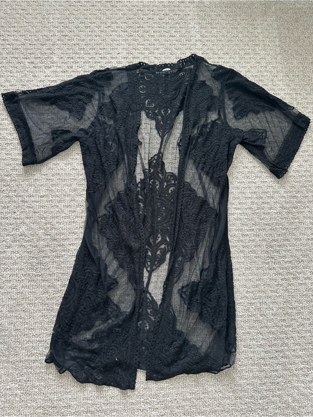Black Lace Sheer Robe - Women's Intimates